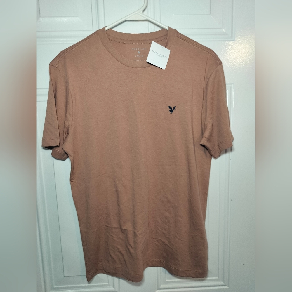 American Eagle Super Soft T-Shirt XS Tan Brown Logo Tee New with Tags